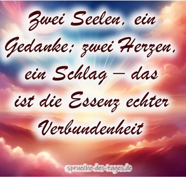 Zwei Seelen ein Gedanke zwei Herzen ein Schlag – das ist die Essenz echter Verbundenheit