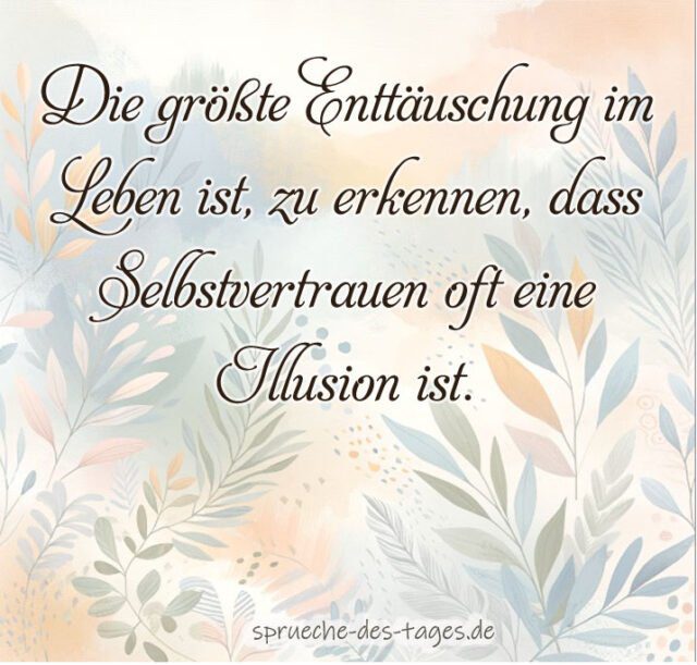 Die groesste Enttaeuschung im Leben ist zu erkennen dass Selbstvertrauen oft eine Illusion ist