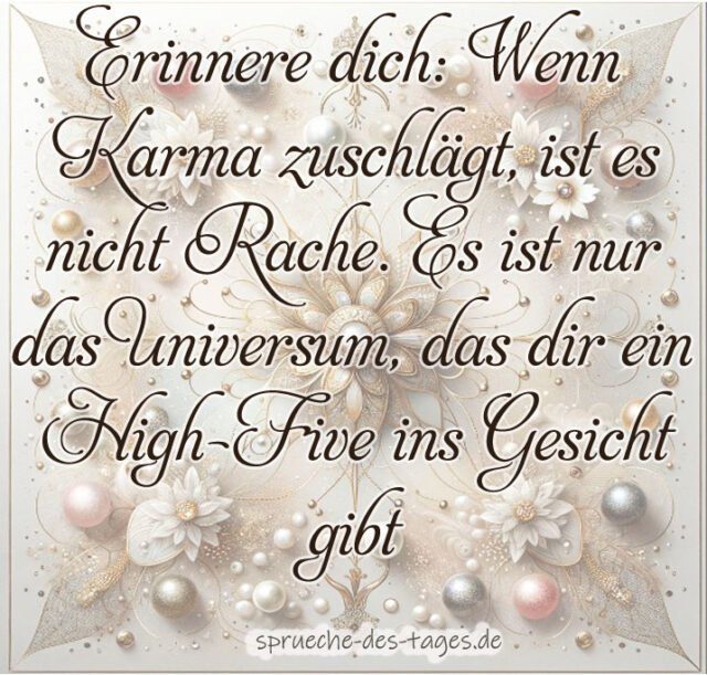 Erinnere dich Wenn Karma zuschlaegt ist es nicht Rache. Es ist nur das Universum das dir ein High Five ins Gesicht gibt