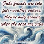 Fake friends are like fair weather sailors theyre only around when the seas are calm