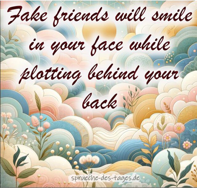 Fake friends will smile in your face while plotting behind your back
