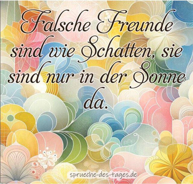 Falsche Freunde sind wie Schatten sie sind nur in der Sonne da