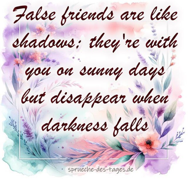 False friends are like shadows theyre with you on sunny days but disappear when darkness falls