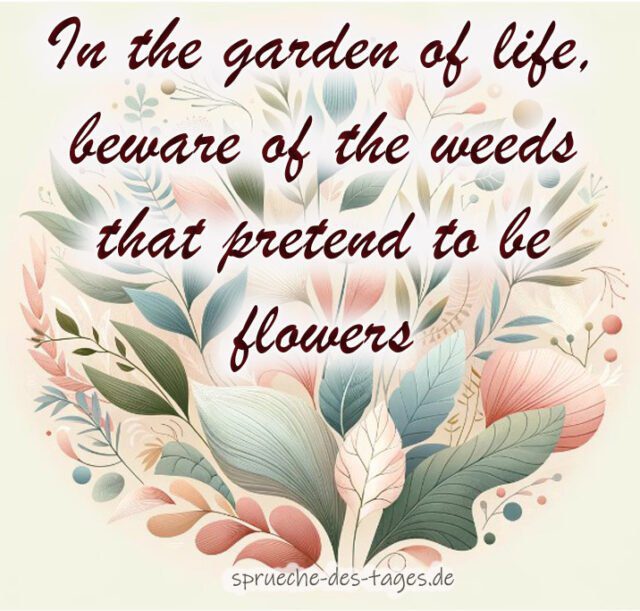 In the garden of life beware of the weeds that pretend to be flowers